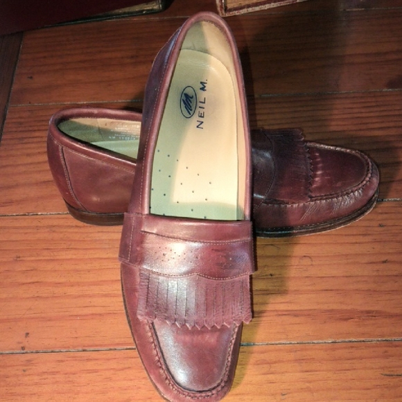 Neil M Burgundy Leather Slip-On Loafers